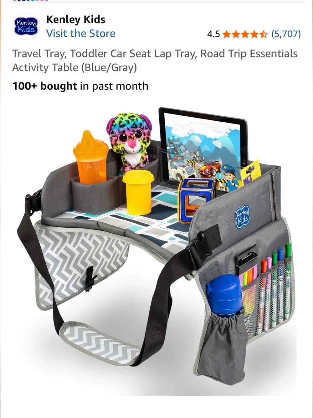Gray Travel Lap Tray for Tablets & Car Seats